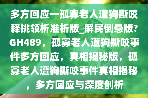 多方回应一孤寡老人遭狗撕咬释挑领析准析版_解民倒悬版?GH489，孤寡老人遭狗撕咬事件多方回应，真相揭秘版，孤寡老人遭狗撕咬事件真相揭秘，多方回应与深度剖析