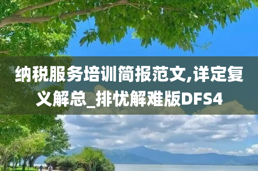 纳税服务培训简报范文,详定复义解总_排忧解难版DFS4