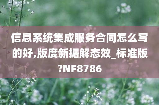 信息系统集成服务合同怎么写的好,版度新据解态效_标准版?NF8786