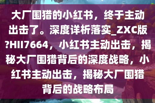 大厂围猎的小红书，终于主动出击了。深度详析落实_ZXC版?HII7664，小红书主动出击，揭秘大厂围猎背后的深度战略，小红书主动出击，揭秘大厂围猎背后的战略布局