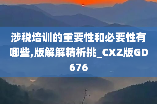 涉税培训的重要性和必要性有哪些,版解解精析挑_CXZ版GD676