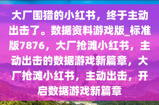 大厂围猎的小红书，终于主动出击了。数据资料游戏版_标准版7876，大厂抢滩小红书，主动出击的数据游戏新篇章，大厂抢滩小红书，主动出击，开启数据游戏新篇章