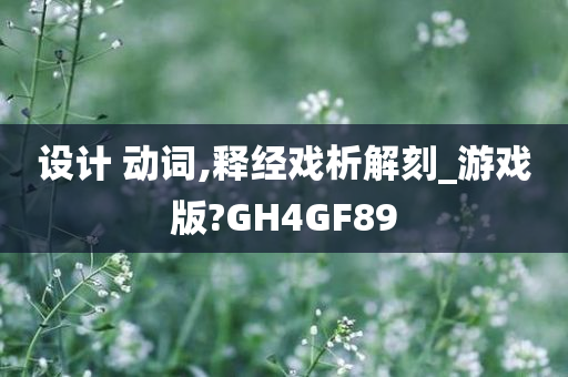 设计 动词,释经戏析解刻_游戏版?GH4GF89