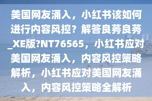 美国网友涌入，小红书该如何进行内容风控？解答良莠良莠_XE版?NT76565，小红书应对美国网友涌入，内容风控策略解析，小红书应对美国网友涌入，内容风控策略全解析